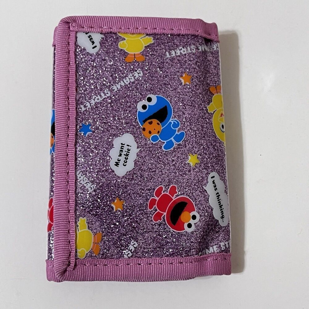 Sesame Street Baby Characters Pink Glitter Key Holder Coin Wallet Tri-Fold 2007
